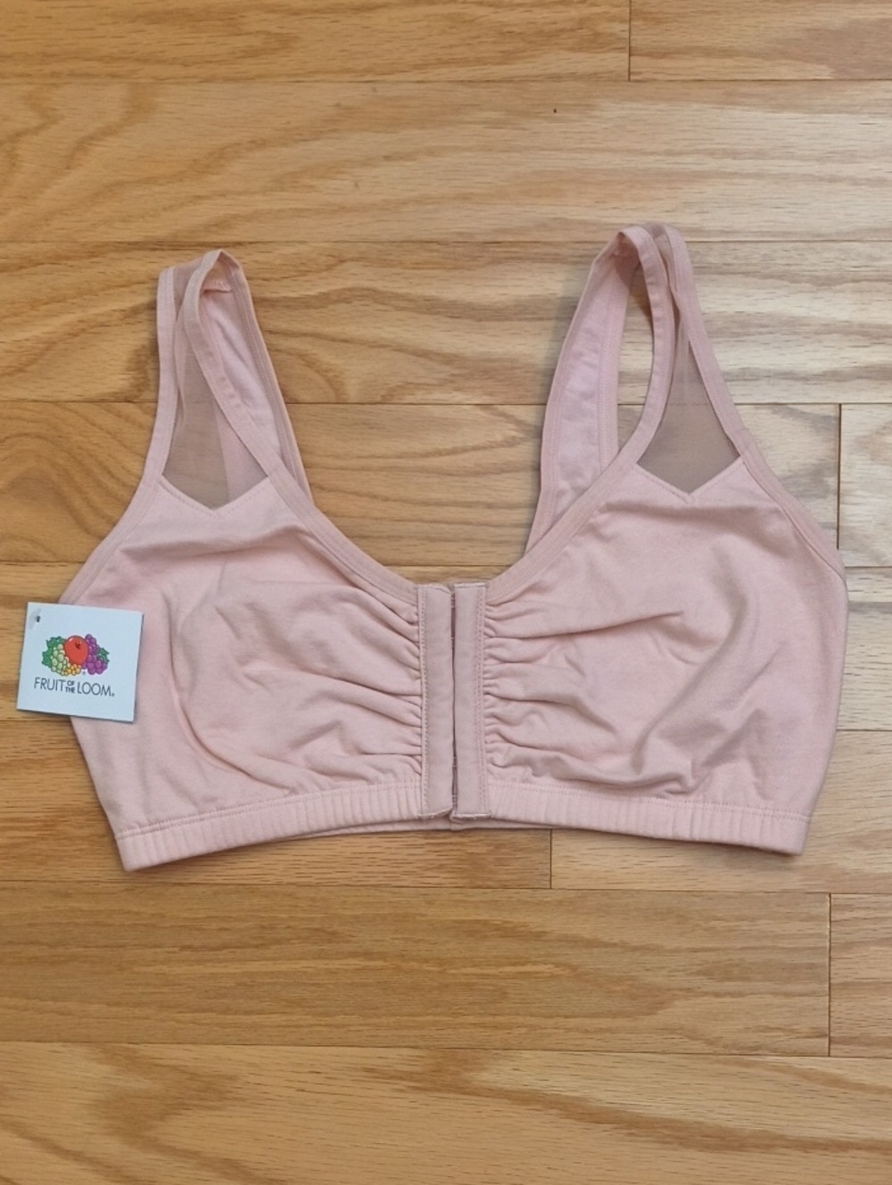 Fruit of the Loom Front-Closure Ruched Light Pink Cotton Bra Size 38 NWT